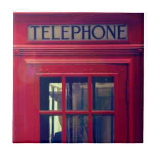 Vintage London City Red Public Telefon Booth Kakelplatta