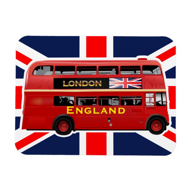 Vintage London Dubbla Decker Buss Magnet (Horisontell)