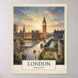 Vintage London England Resa Affisch | Big Ben Wal