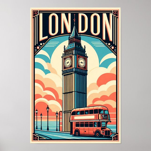 Vintage London England Travel Poster (Framsidan)