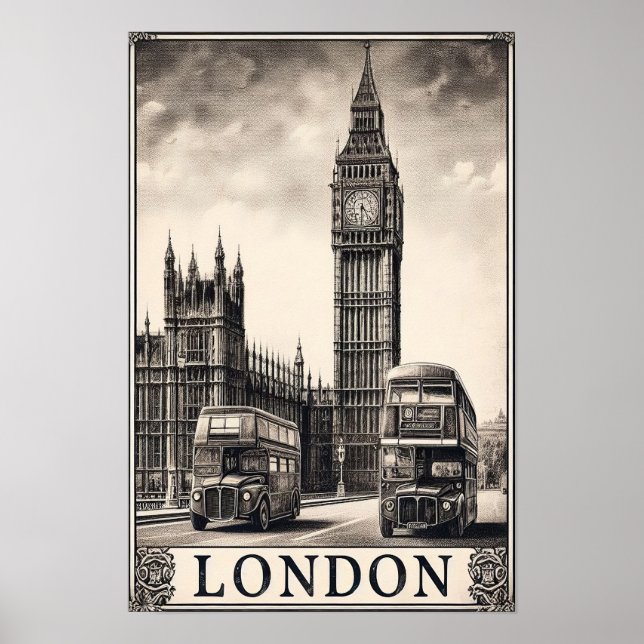 Vintage London England Travel Poster (Framsidan)