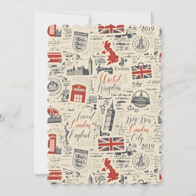 Vintage London Flat Greeting Card Inbjudningar (Framsida)