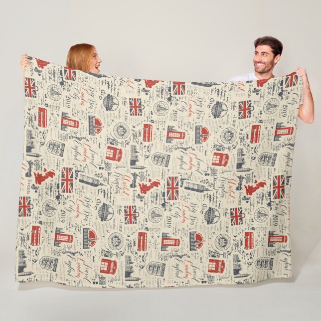 Vintage London Fleece Blanket (På plats)