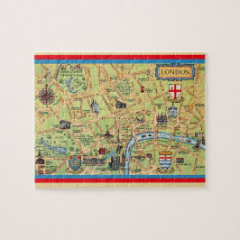 Vintage London Karta 8x10 Pussel