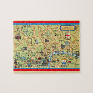 Vintage London Karta 8x10 Pussel