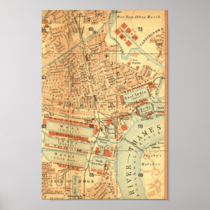 Vintage London Karta Poster