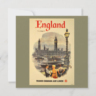 Vintage London Luft Travel Big Ben Parliament Julkort