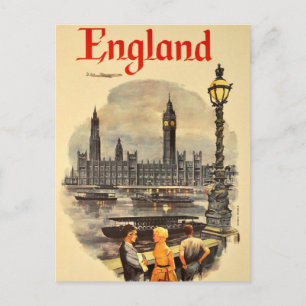 Vintage London Luft Travel Big Ben Parliament Vykort