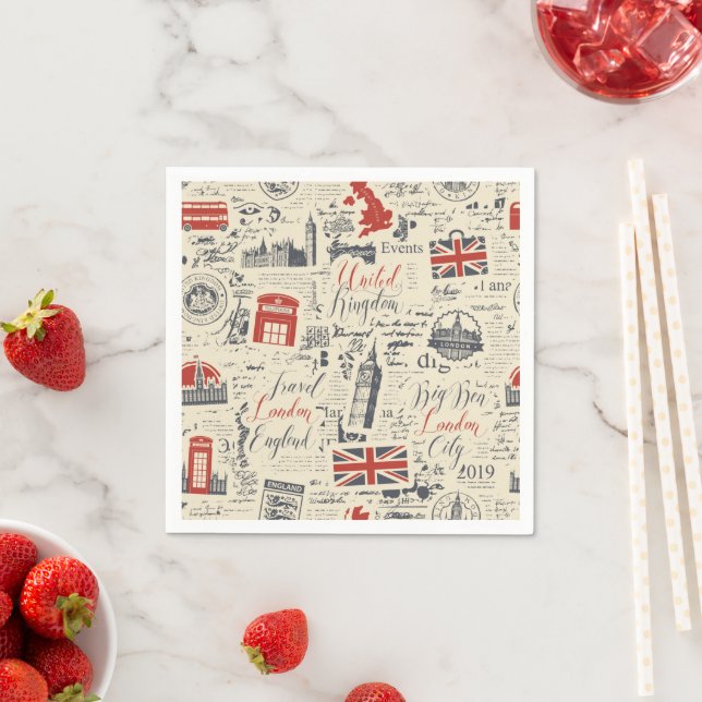 Vintage London Papper Napkins Pappersservett (Insitu)