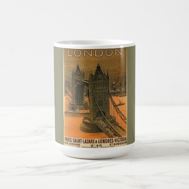 Vintage London Paris Railroad Travel Advertisement Kaffemugg (Center)