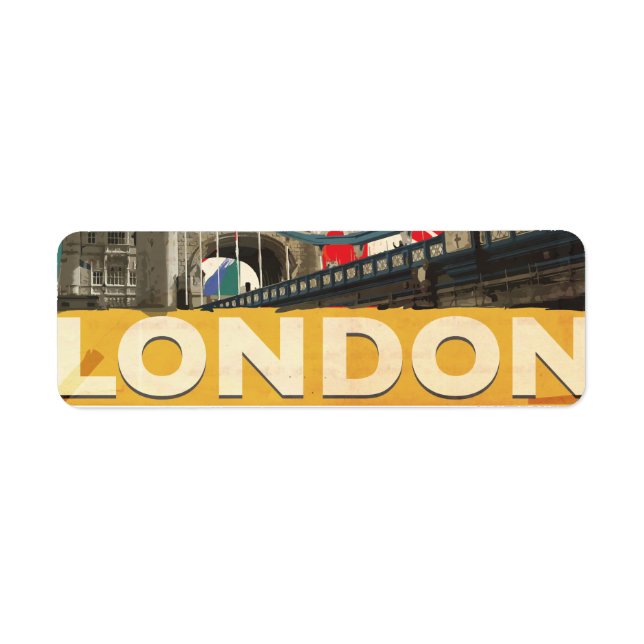 Vintage London Poster Returadress Etikett (Framsidan)