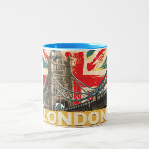 Vintage London Poster Två-Tonad Mugg