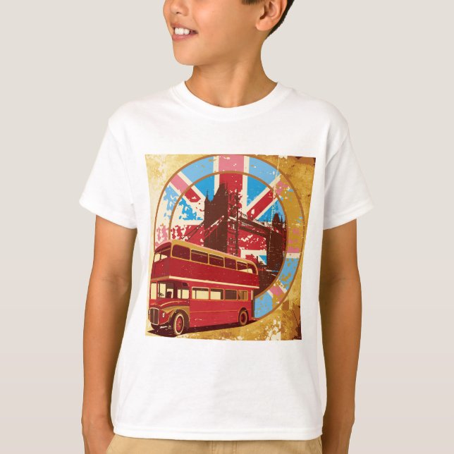 Vintage London Red Double Decker Bus T Shirt (Framsida)