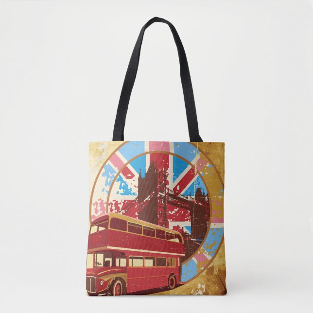 Vintage London Red Double Decker Bus Tygkasse (Framsida)