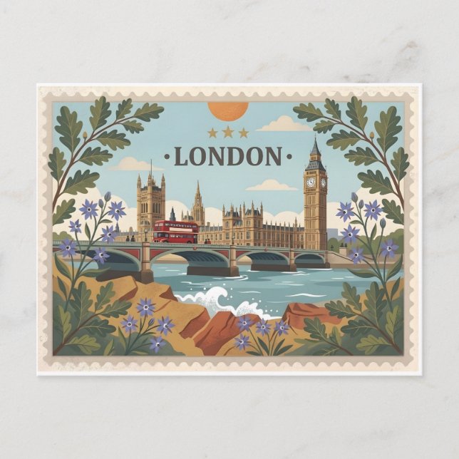 Vintage London stadsbild vykort (Framsida)
