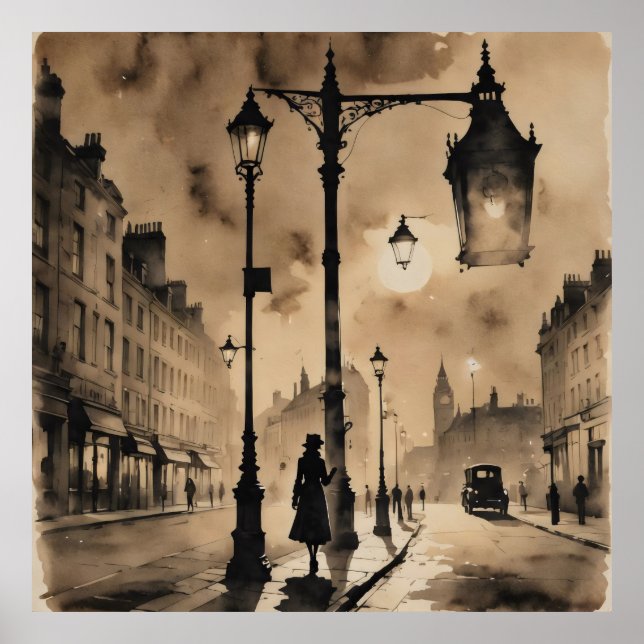 Vintage London Streets Poster (Framsidan)