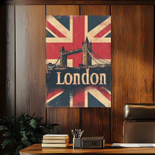 Vintage London Torn Bridge Travel Poster