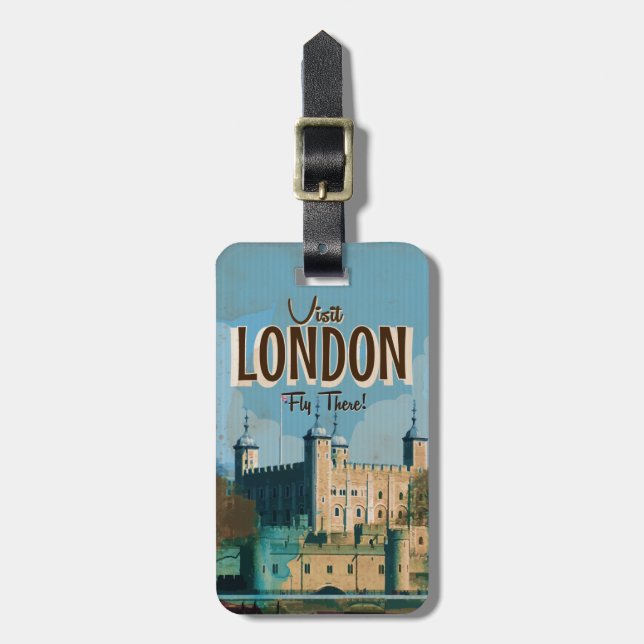 Vintage London Travel Poster Bagagebricka (Vertikal Framsida)