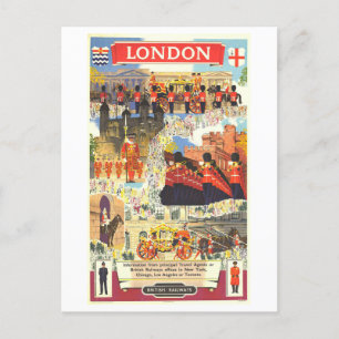 Vintage London Travel Poster Postcard Vykort