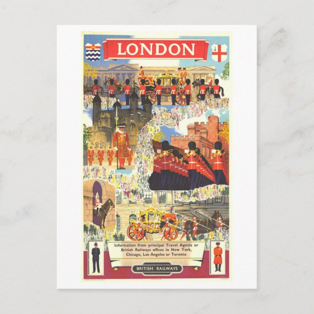 Vintage London Travel Poster Postcard Vykort (Framsida)
