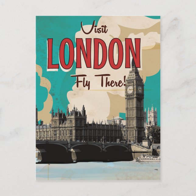 Vintage London Travel Poster Vykort (Framsida)
