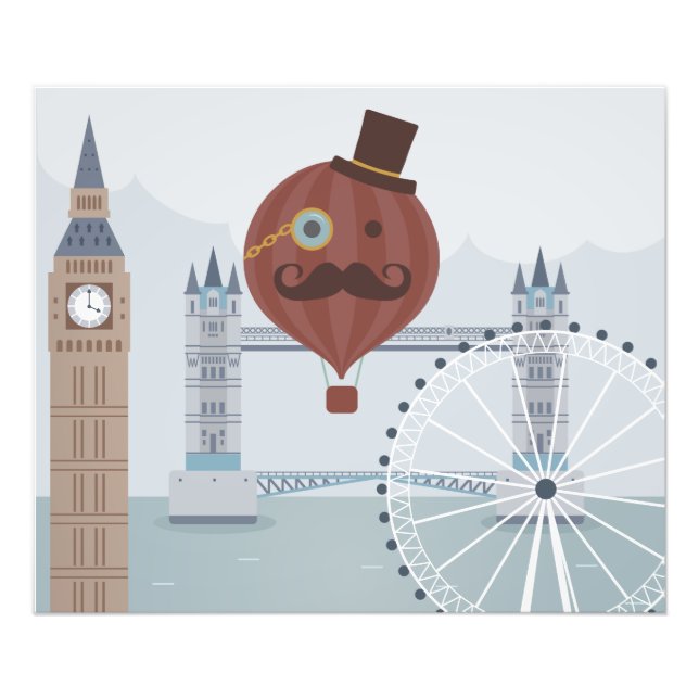 Vintage London Travel Scene Fototryck (Framsidan)