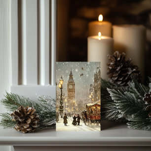Vintage London Winter-julafton Cityscape Kort