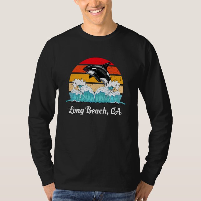 Vintage Long Beach CA slitburen Späckhuggare T Shirt (Framsida)