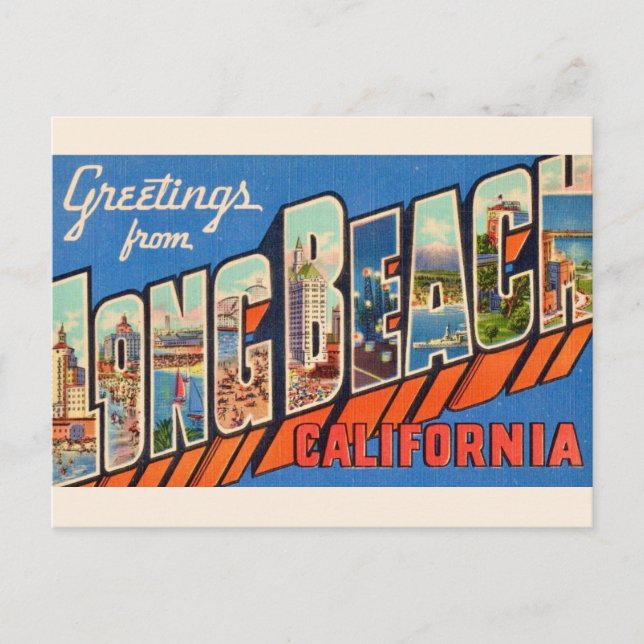 Vintage Long Beach CA  Vykort (Framsida)