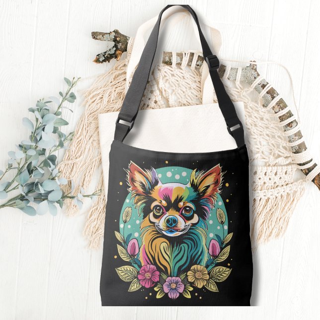 Vintage Long-HLED Chihuahua söt hund Axelväska (Skapare uppladdad)