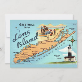 Vintage Long Island-karta 5x7 Stor vykort