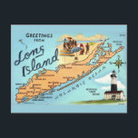 Vintage Long Island Karta Vykort<br><div class="desc">Färdigt illustrerad,  vintage karta på Long Island,  New York. Det är ett gammalt vykort som nu föreslås på ett nytt vykort till använda för alla tillfälle.</div>