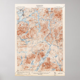 Vintage Long Sjö New York Topografiska Karta Poster