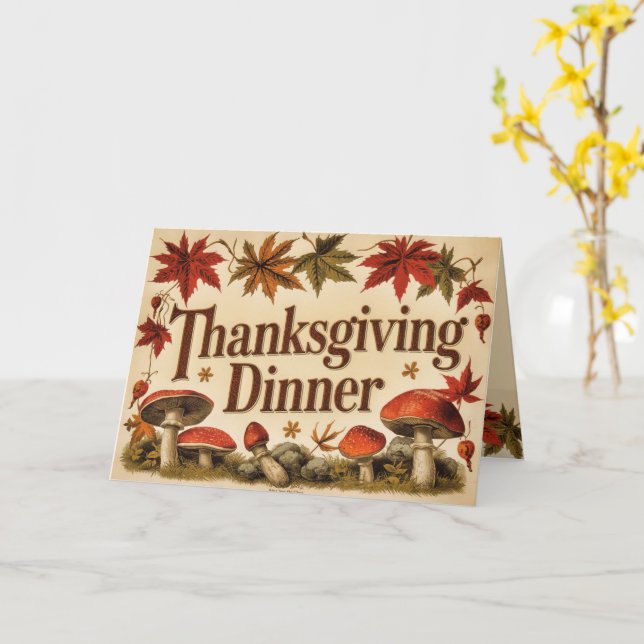 vintage lönnlöv - inbjudan till Thanksgiving (Gul blomma)