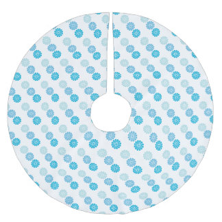 Vintage-look 1970s blå Blommigt Julgransmatta Borstad Polyester