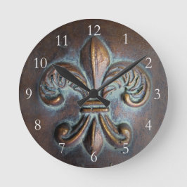 Vintage-look Fleur De Lis Rund Klocka