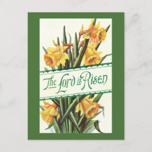 Vintage Lord är Risen med Gult Daffodils Vykort