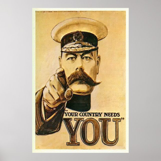 Vintage Lord Kitchener Poster Skriv ut (Framsidan)