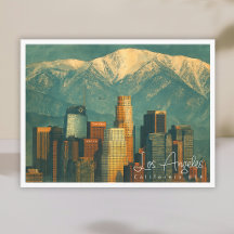 Vintage Los Angeles akvarell | Retro Kalifornien