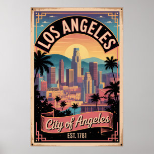 Vintage Los Angeles California Änglarnas Stad Poster
