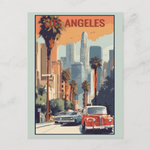 Vintage Los Angeles Kalifornien Stadssiluett Resa Vykort
