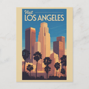 Vintage Los Angeles Kalifornien Stadssiluett Vykort