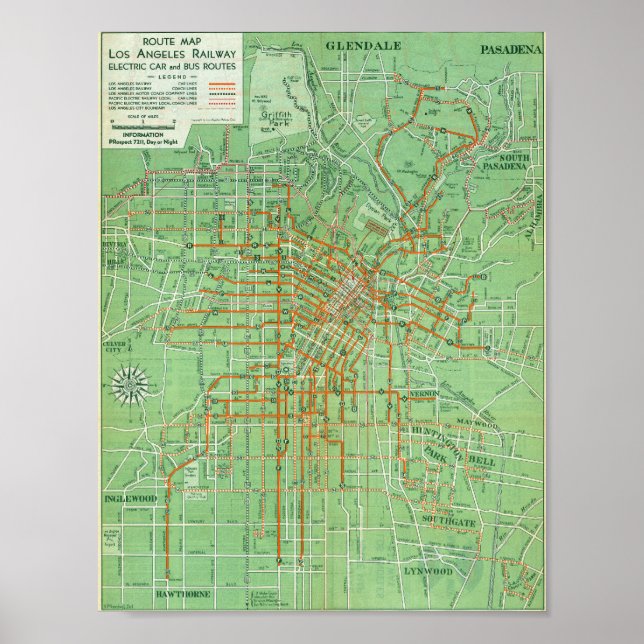 Vintage Los Angeles Kartaffisch 1935 Poster (Framsidan)