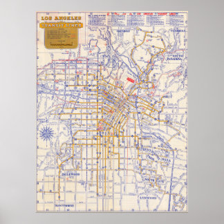 Vintage Los Angeles-kartaffisch 1946 Poster