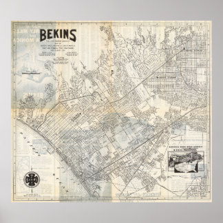 Vintage Los Angeles Map Poster 1940