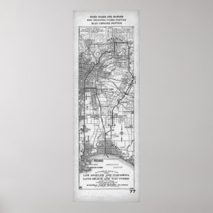 Vintage Los Angeles och San Pedro Road Karta (1919 Poster