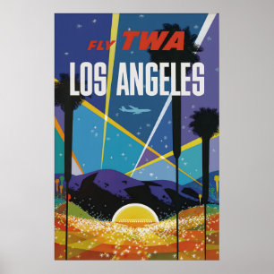 Vintage Los Angeles Resa Poster Tryck, Flygbolag