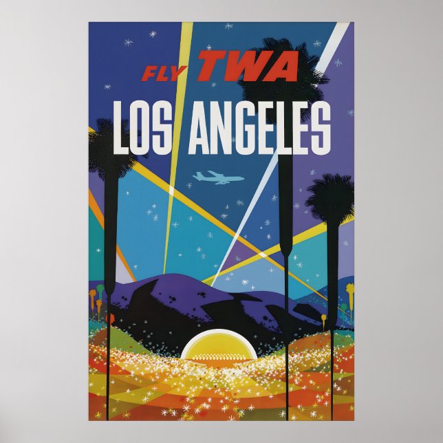 Vintage Los Angeles Resa Poster Tryck, Flygbolag (Framsidan)