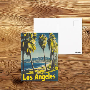 Vintage Los Angeles Strand Resa Affisch Vykort