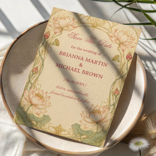Vintage Lotus Botanisk Elegant Spara Datumet